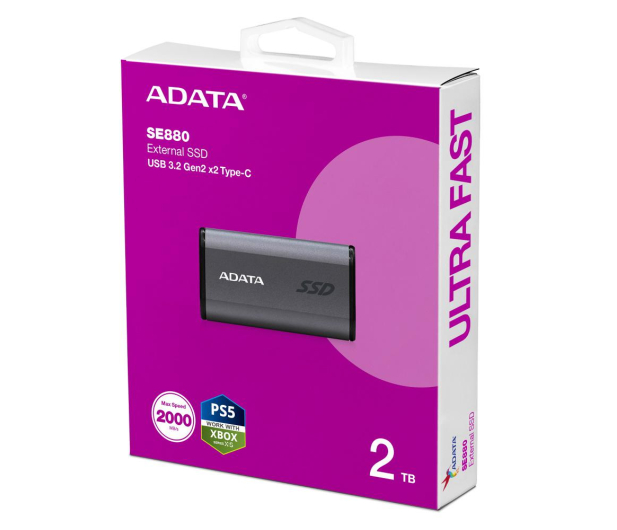 ADATA Dysk SSD External SE880 2TB USB3.2A/C Gen2x2 Szary - 1184101 - zdjęcie 4
